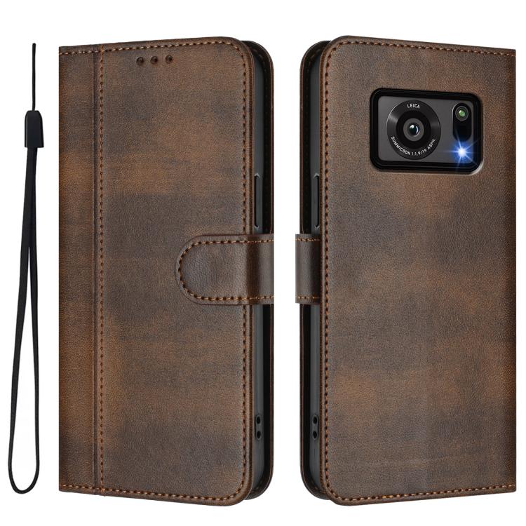 For Sharp Aquos R6 SH-51B Line Splicing Buckle Retro Leather Phone Case