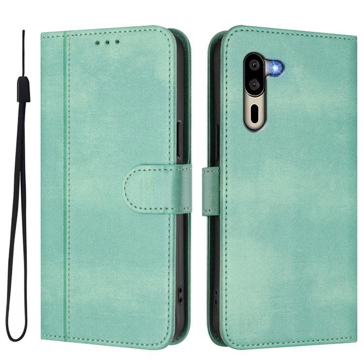 For Sharp Simple Sumaho 5 / A001SH Line Splicing Buckle Retro Leather Phone Case