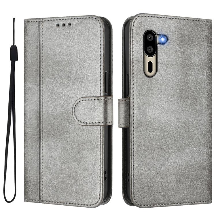 For Sharp Simple Sumaho 5 / A001SH Line Splicing Buckle Retro Leather Phone Case