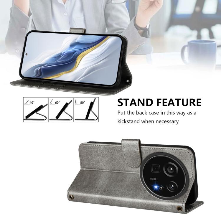 For Sharp Aquos R9 Pro Line Splicing Buckle Retro Leather Phone Case
