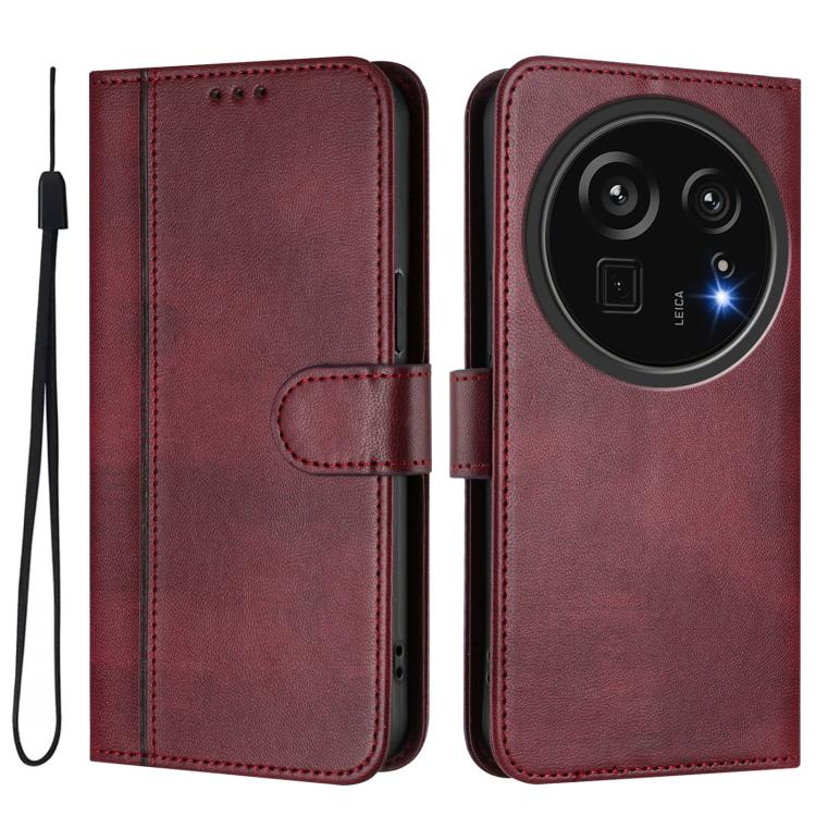 For Sharp Aquos R9 Pro Line Splicing Buckle Retro Leather Phone Case