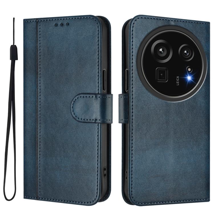 For Sharp Aquos R9 Pro Line Splicing Buckle Retro Leather Phone Case