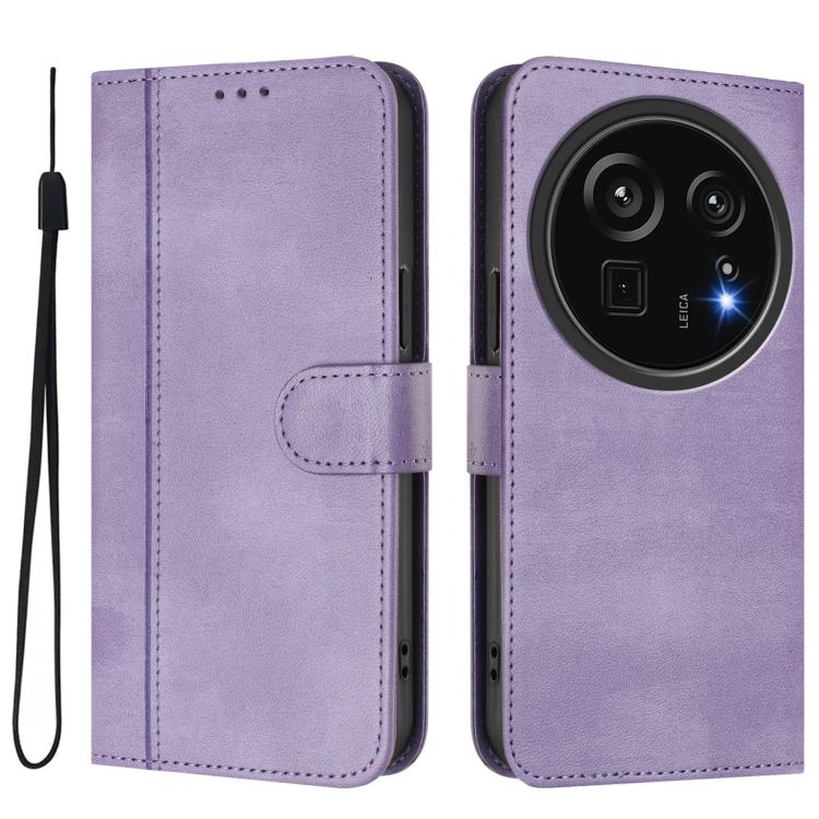For Sharp Aquos R9 Pro Line Splicing Buckle Retro Leather Phone Case