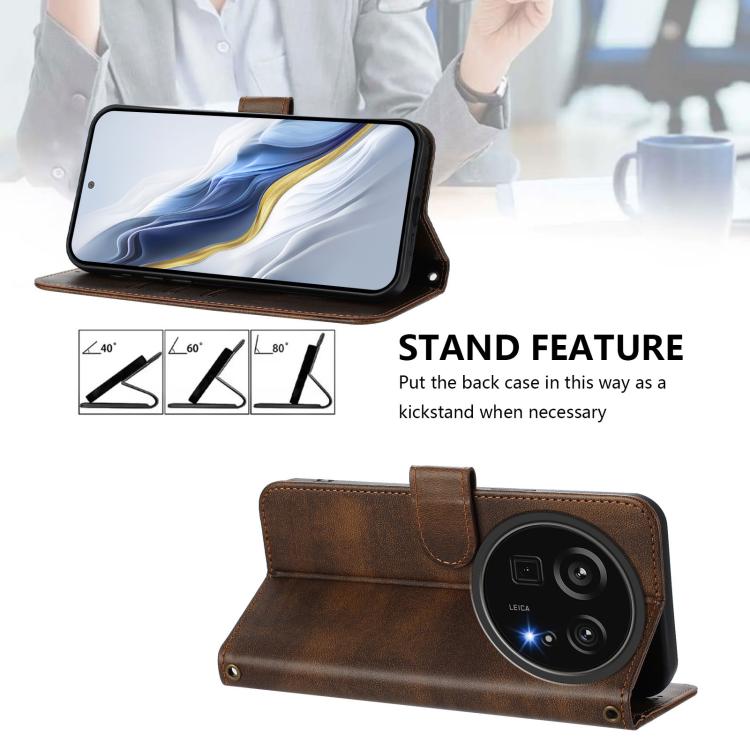 For Sharp Aquos R9 Pro Line Splicing Buckle Retro Leather Phone Case