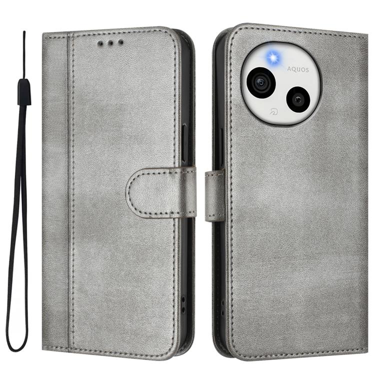 For Sharp Aquos Sense9 Plus Line Splicing Buckle Retro Leather Phone Case