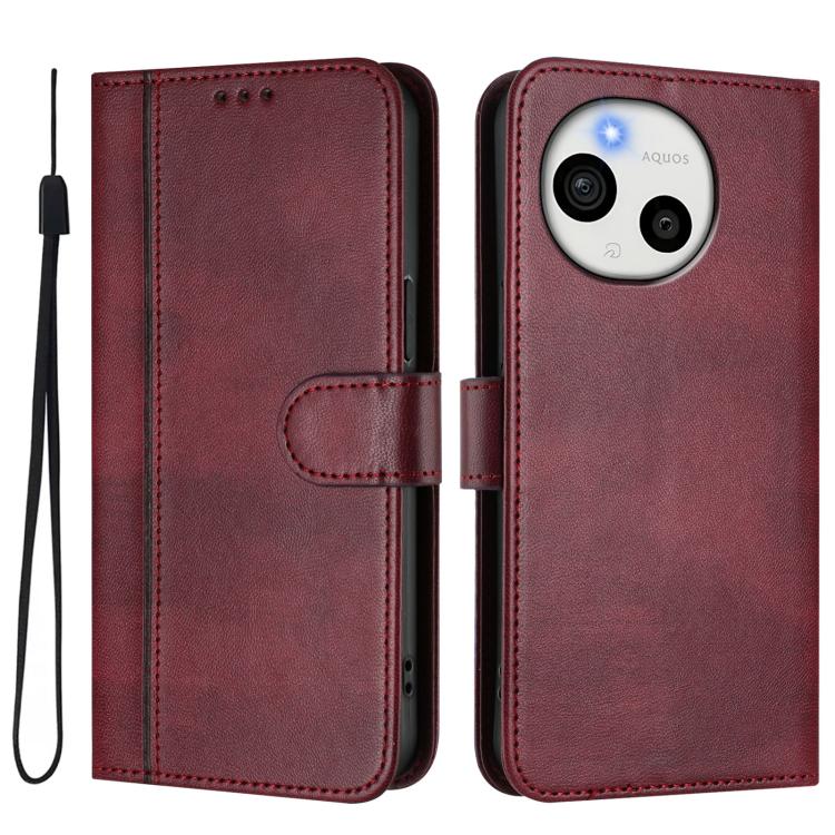 For Sharp Aquos Sense9 Plus Line Splicing Buckle Retro Leather Phone Case