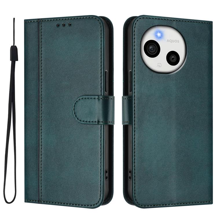 For Sharp Aquos Sense9 Plus Line Splicing Buckle Retro Leather Phone Case