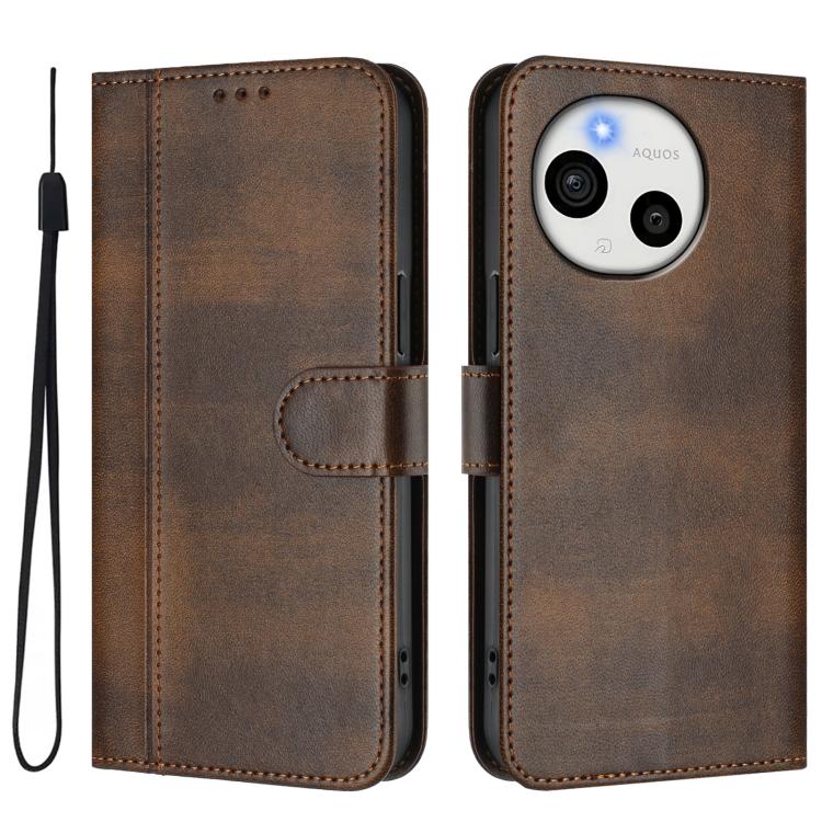 For Sharp Aquos Sense9 Plus Line Splicing Buckle Retro Leather Phone Case