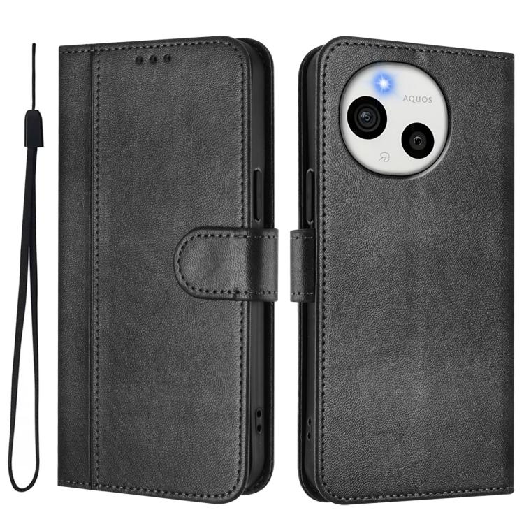 For Sharp Aquos Sense9 Line Splicing Buckle Retro Leather Phone Case