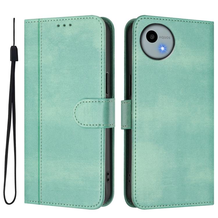 For Sharp Aquos wish4 Line Splicing Buckle Retro Leather Phone Case