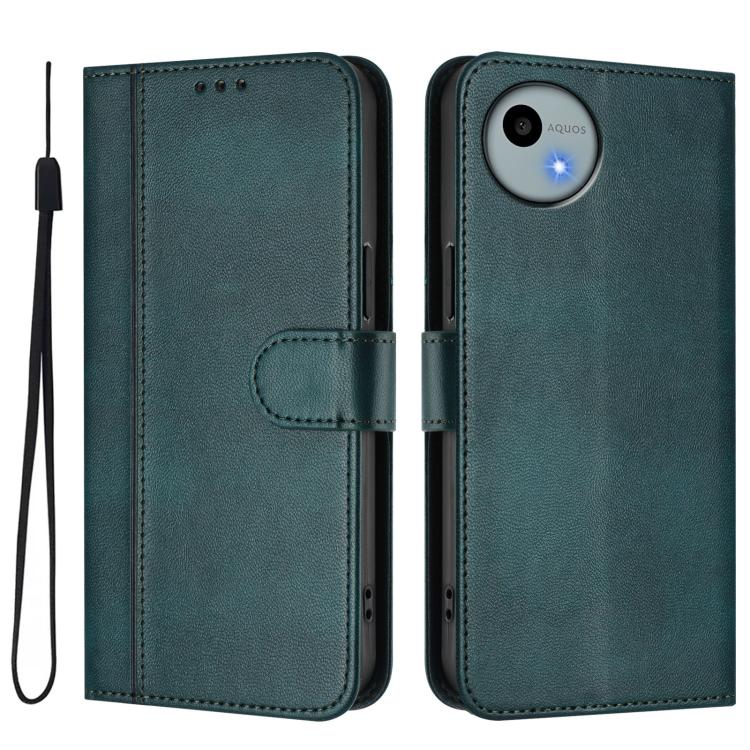 For Sharp Aquos wish4 Line Splicing Buckle Retro Leather Phone Case