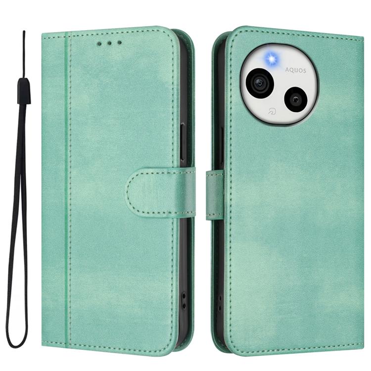 For Sharp Aquos Sense10 Line Splicing Buckle Retro Leather Phone Case