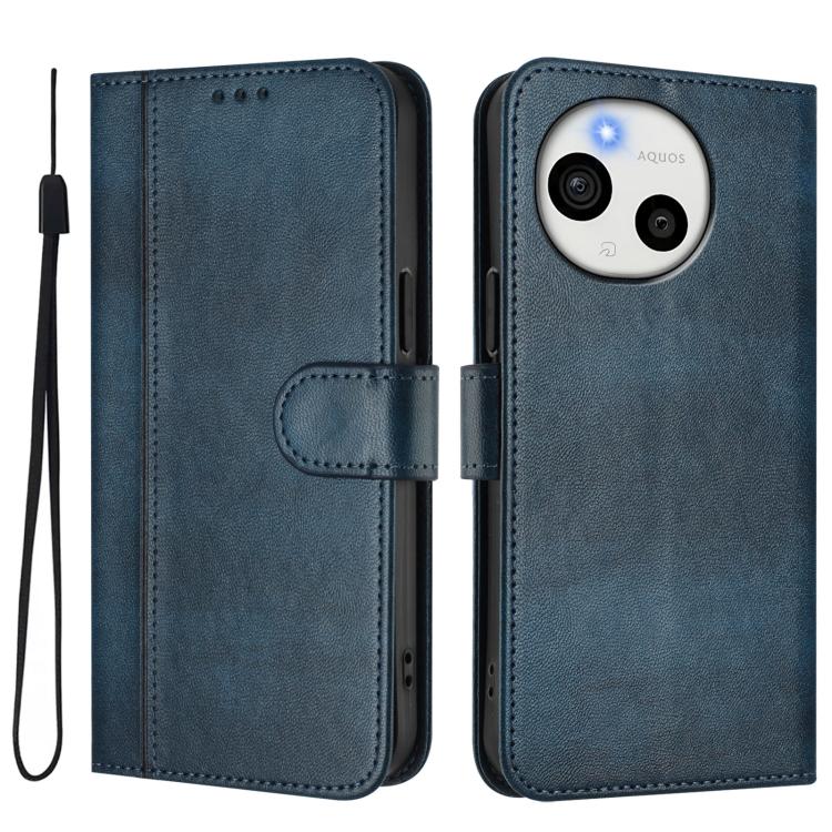 For Sharp Aquos Sense10 Line Splicing Buckle Retro Leather Phone Case