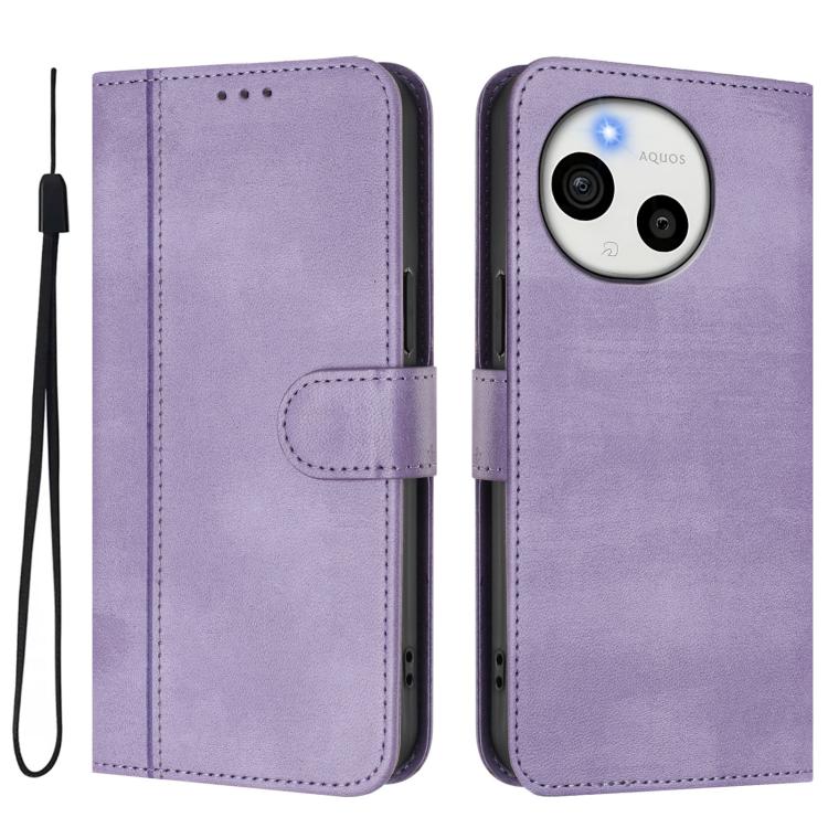 For Sharp Aquos Sense10 Line Splicing Buckle Retro Leather Phone Case