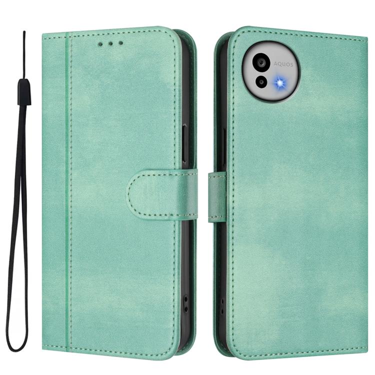 For Sharp Aquos wish6 Line Splicing Buckle Retro Leather Phone Case