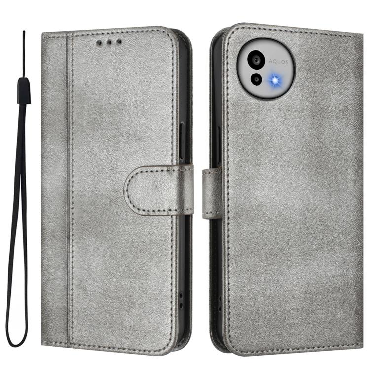 For Sharp Aquos wish6 Line Splicing Buckle Retro Leather Phone Case