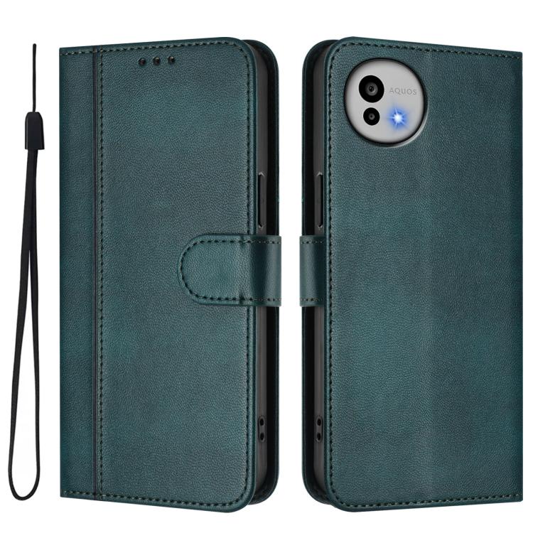 For Sharp Aquos wish6 Line Splicing Buckle Retro Leather Phone Case