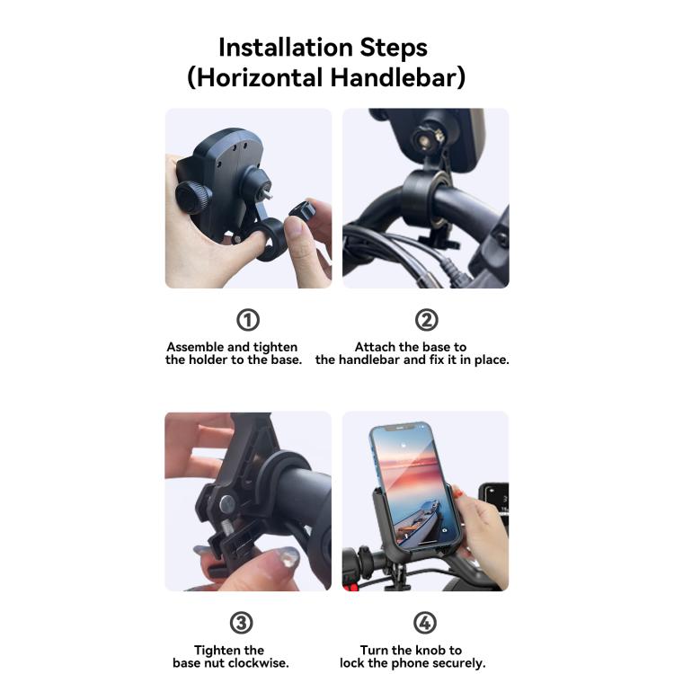 JOYROOM JR-ZS431 360 Rotation Dual Safety lock Bike Phone Mount - Black