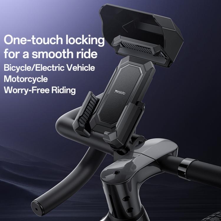 Yesido C331 360 Degree Adjustment Mechanical Locking Bicycle Phone Holder - Black