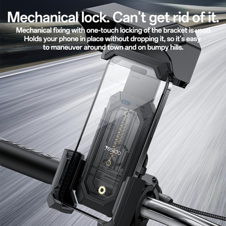 Yesido C331 360 Degree Adjustment Mechanical Locking Bicycle Phone Holder - Black