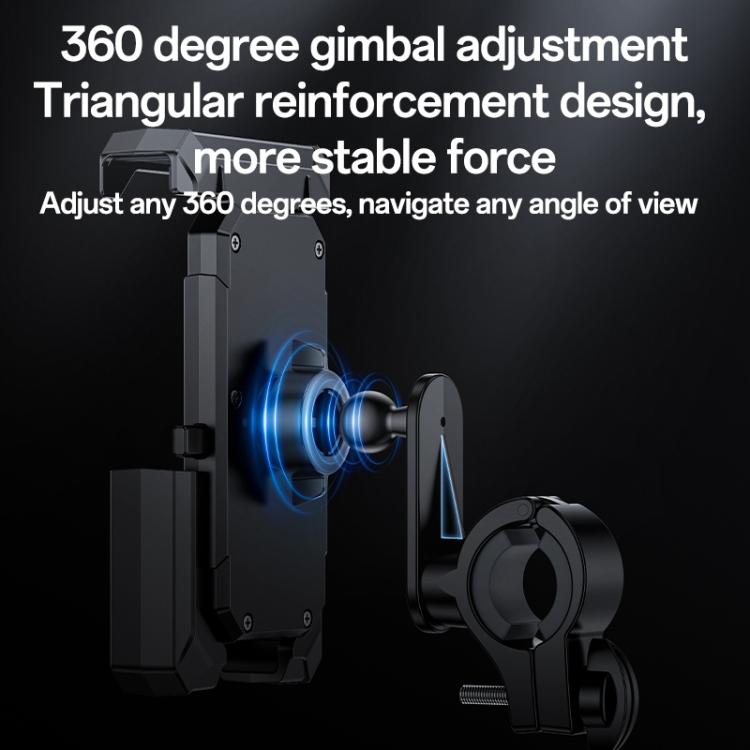 Yesido C331 360 Degree Adjustment Mechanical Locking Bicycle Phone Holder - Black