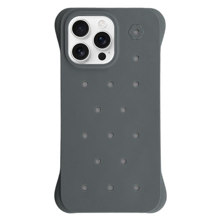 For iPhone 16 Pro Max Solid Color Holes Heat Dissipation PC Shockproof Phone Case
