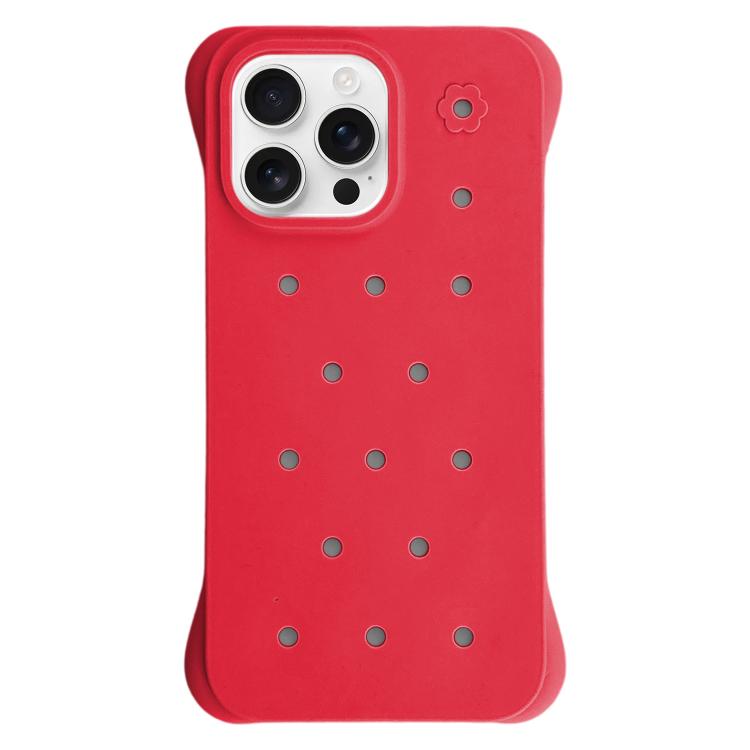 For iPhone 16 Pro Max Solid Color Holes Heat Dissipation PC Shockproof Phone Case