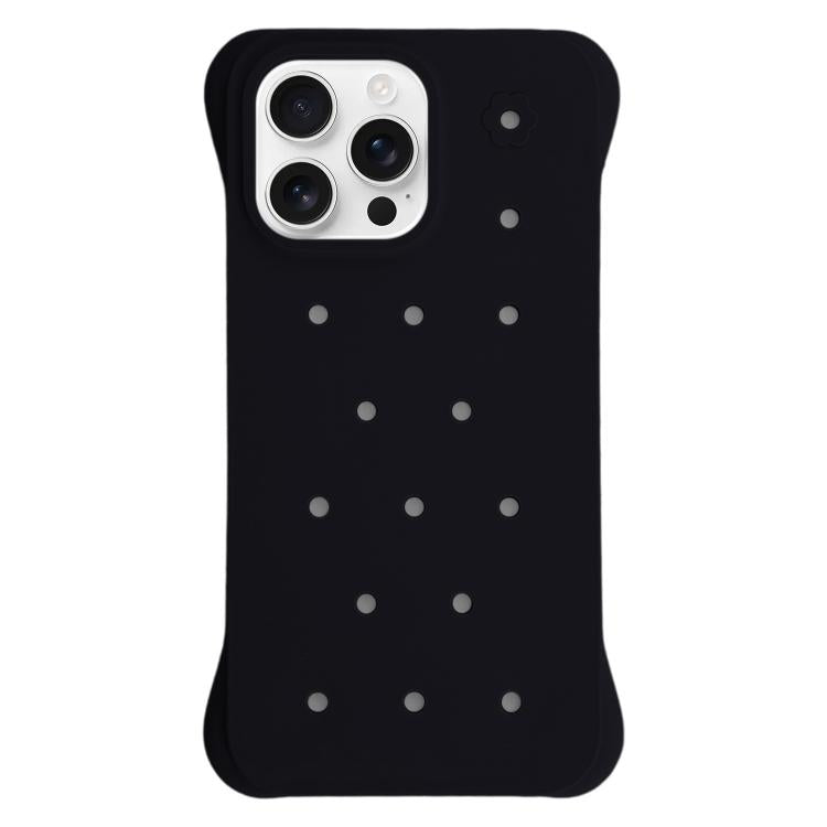 For iPhone 16 Pro Solid Color Holes Heat Dissipation PC Shockproof Phone Case