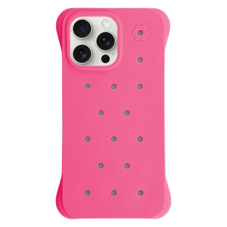 For iPhone 15 Pro Max Solid Color Holes Heat Dissipation PC Shockproof Phone Case