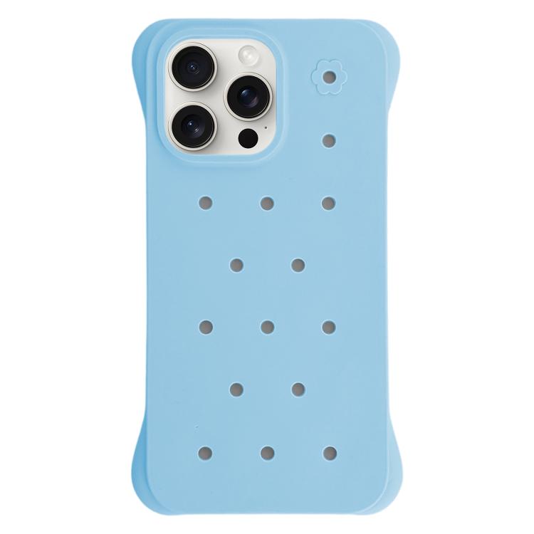 For iPhone 15 Pro Max Solid Color Holes Heat Dissipation PC Shockproof Phone Case