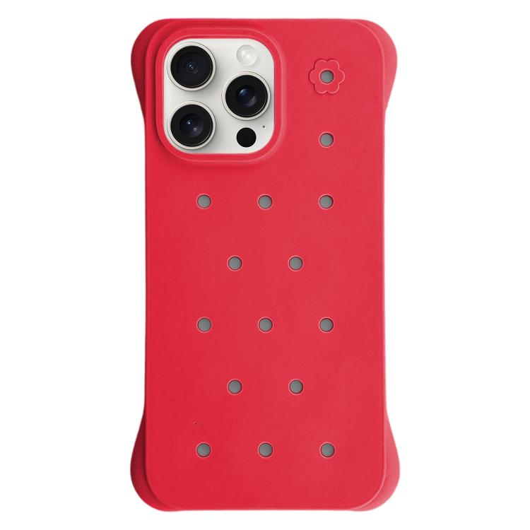 For iPhone 15 Pro Max Solid Color Holes Heat Dissipation PC Shockproof Phone Case