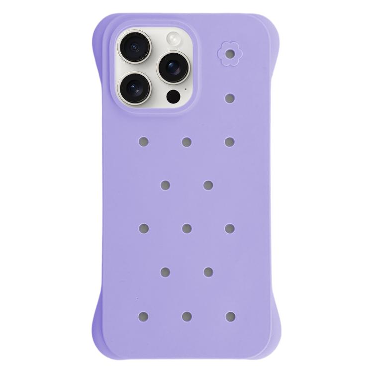 For iPhone 15 Pro Max Solid Color Holes Heat Dissipation PC Shockproof Phone Case