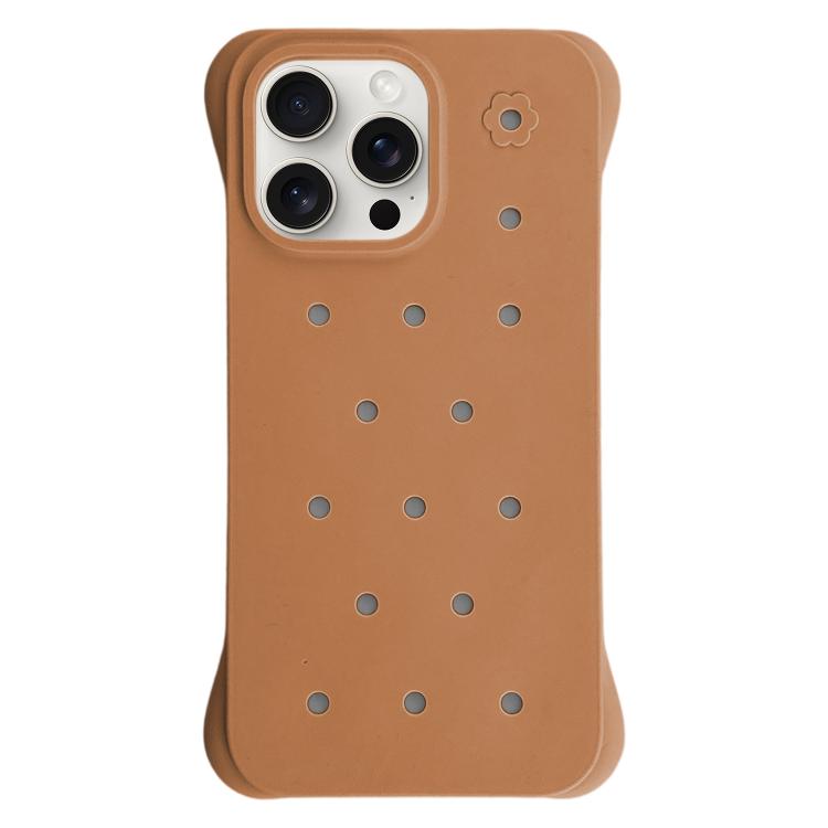For iPhone 15 Pro Max Solid Color Holes Heat Dissipation PC Shockproof Phone Case