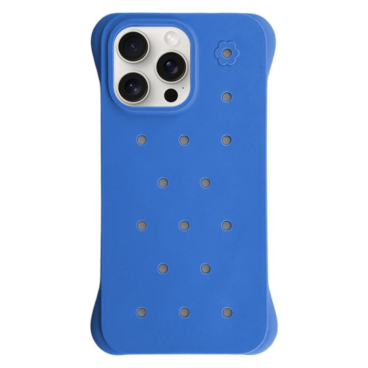 For iPhone 15 Pro Max Solid Color Holes Heat Dissipation PC Shockproof Phone Case