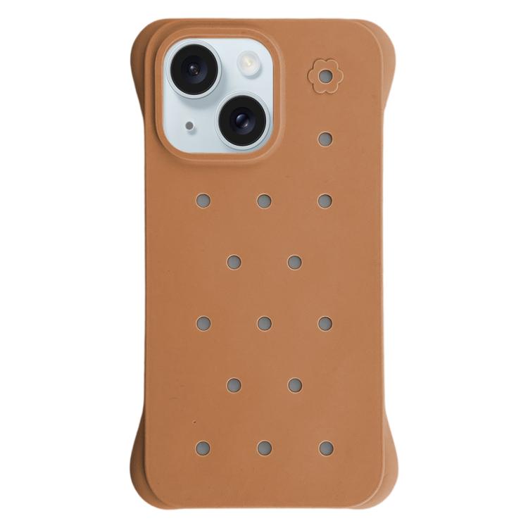 For iPhone 15 Plus Solid Color Holes Heat Dissipation PC Shockproof Phone Case