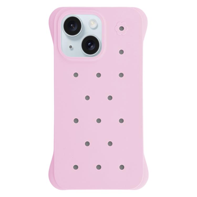 For iPhone 15 Plus Solid Color Holes Heat Dissipation PC Shockproof Phone Case