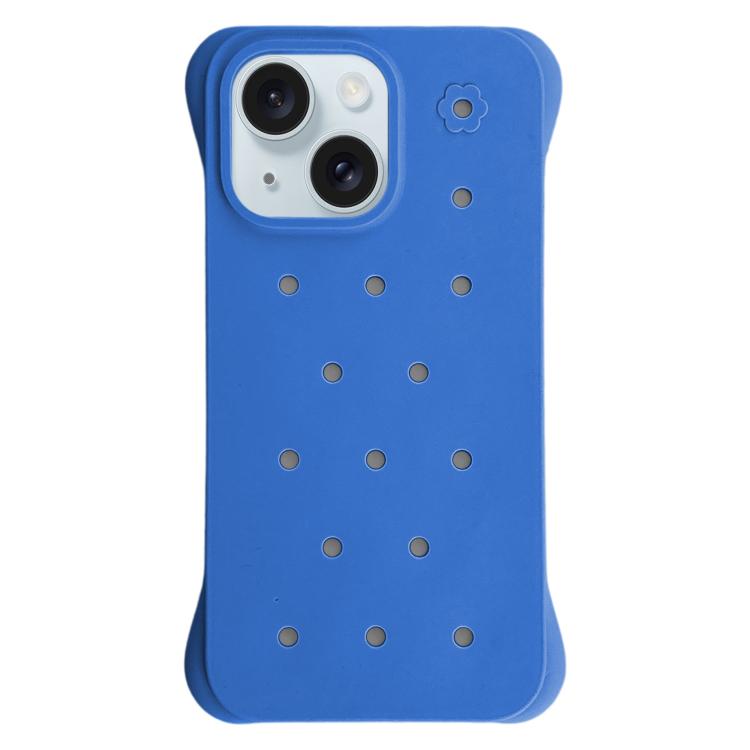 For iPhone 15 Plus Solid Color Holes Heat Dissipation PC Shockproof Phone Case