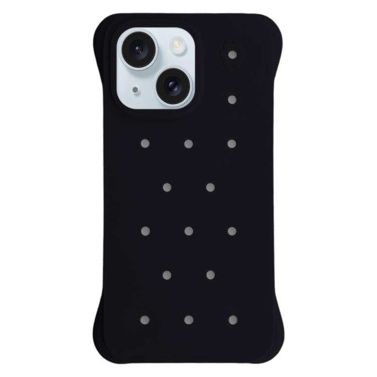 For iPhone 15 Plus Solid Color Holes Heat Dissipation PC Shockproof Phone Case