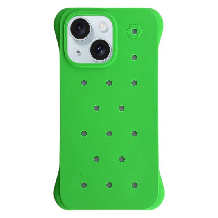 For iPhone 15 Solid Color Holes Heat Dissipation PC Shockproof Phone Case