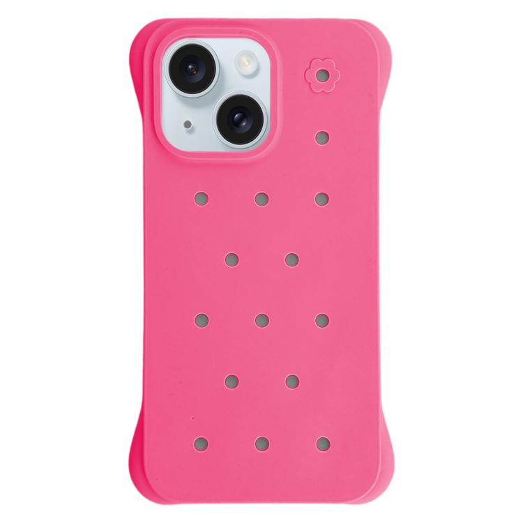For iPhone 15 Solid Color Holes Heat Dissipation PC Shockproof Phone Case