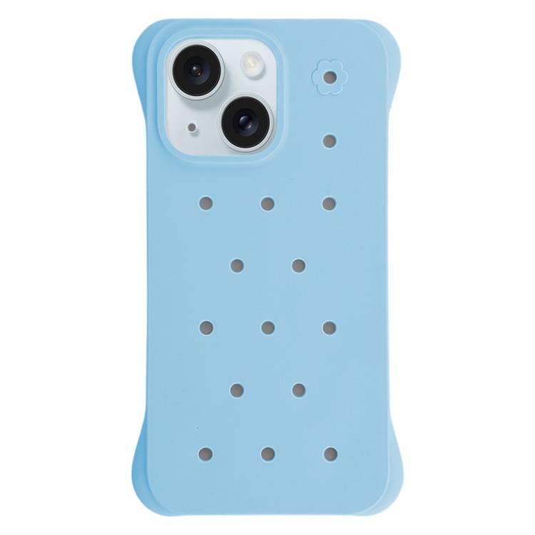 For iPhone 15 Solid Color Holes Heat Dissipation PC Shockproof Phone Case