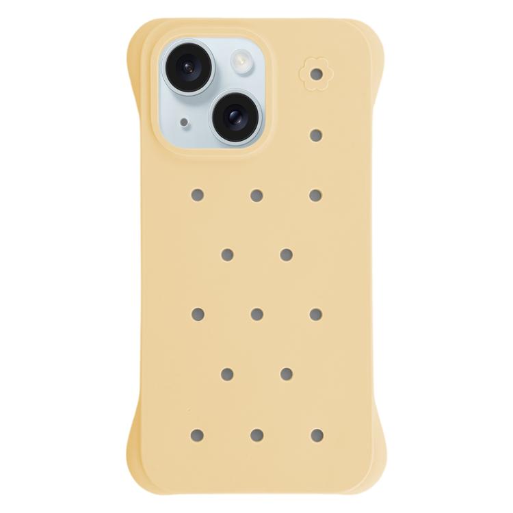 For iPhone 15 Solid Color Holes Heat Dissipation PC Shockproof Phone Case