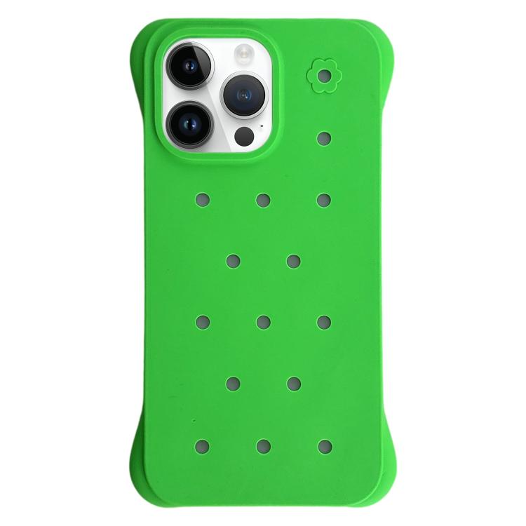 For iPhone 14 Pro Max Solid Color Holes Heat Dissipation PC Shockproof Phone Case
