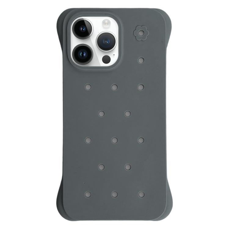 For iPhone 14 Pro Max Solid Color Holes Heat Dissipation PC Shockproof Phone Case