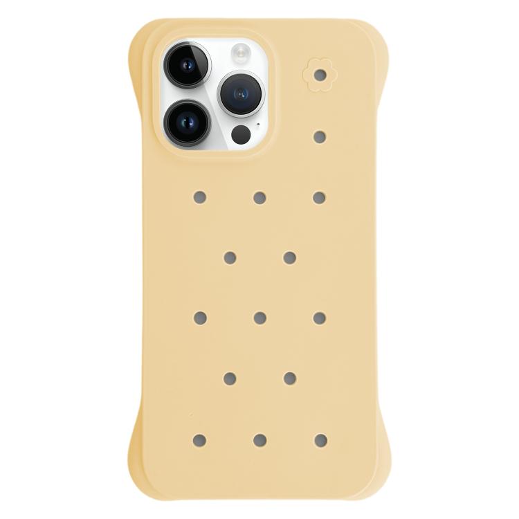 For iPhone 14 Pro Max Solid Color Holes Heat Dissipation PC Shockproof Phone Case