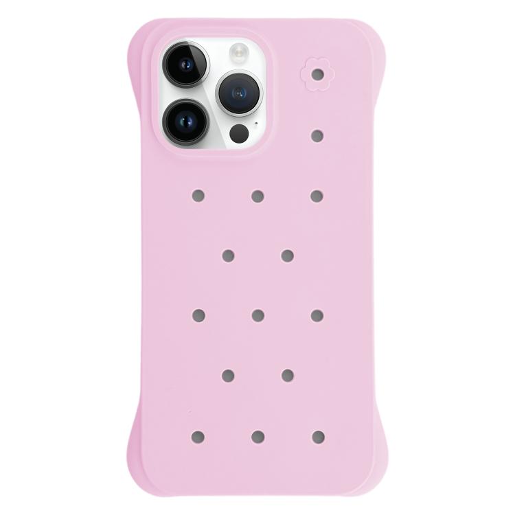 For iPhone 14 Pro Max Solid Color Holes Heat Dissipation PC Shockproof Phone Case