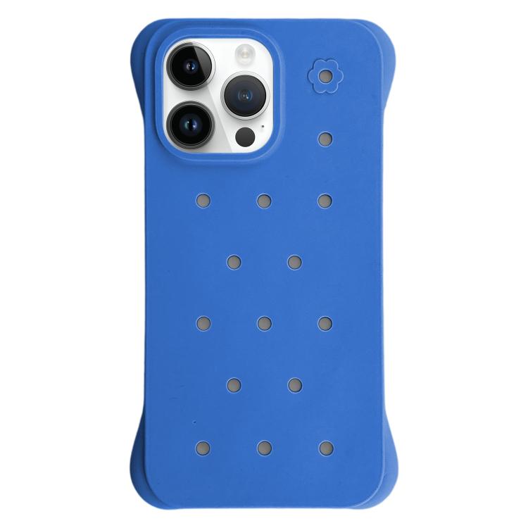 For iPhone 14 Pro Max Solid Color Holes Heat Dissipation PC Shockproof Phone Case