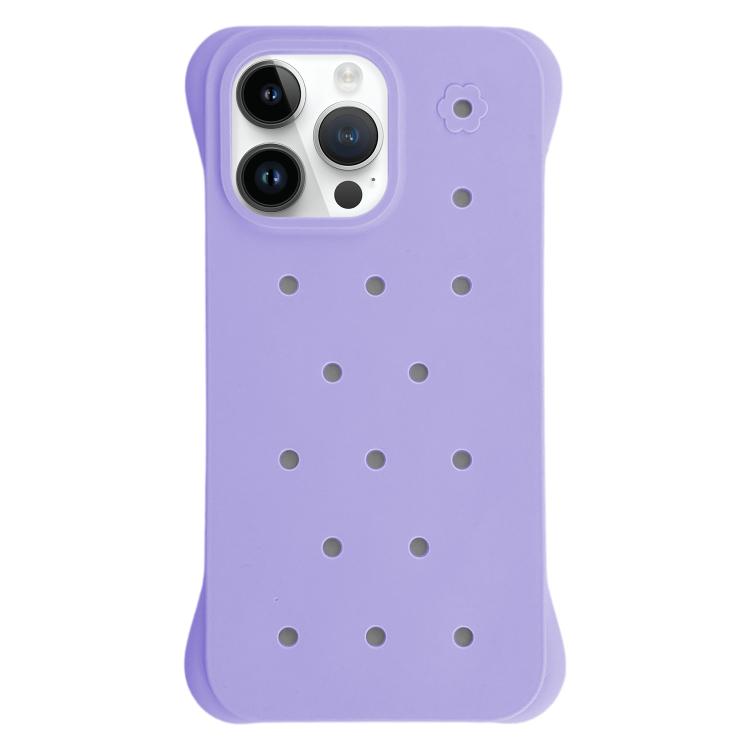 For iPhone 14 Pro Solid Color Holes Heat Dissipation PC Shockproof Phone Case