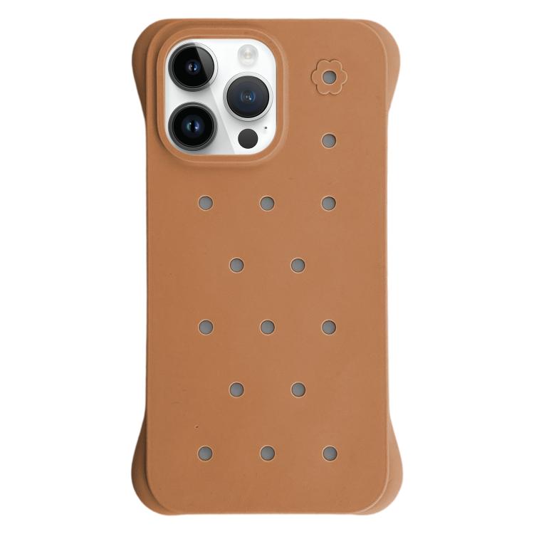 For iPhone 14 Pro Solid Color Holes Heat Dissipation PC Shockproof Phone Case