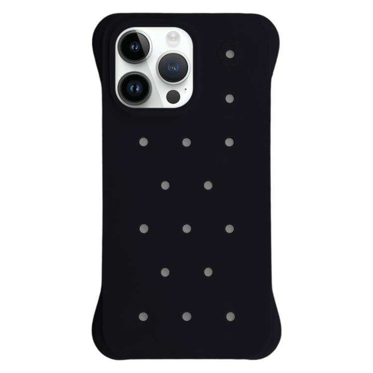 For iPhone 14 Pro Solid Color Holes Heat Dissipation PC Shockproof Phone Case